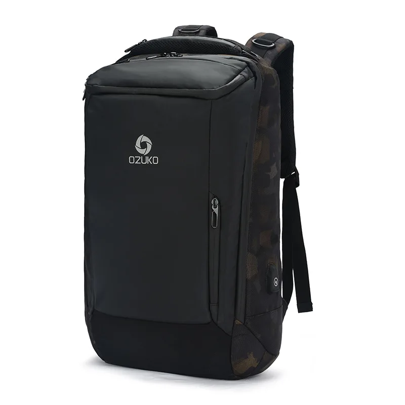 OZUKO многофункциональный мужской рюкзак с водонепроницаемым чехлом от дождя модная деловая дорожная сумка 17," рюкзаки для ноутбука школьные сумки - Цвет: camouflage