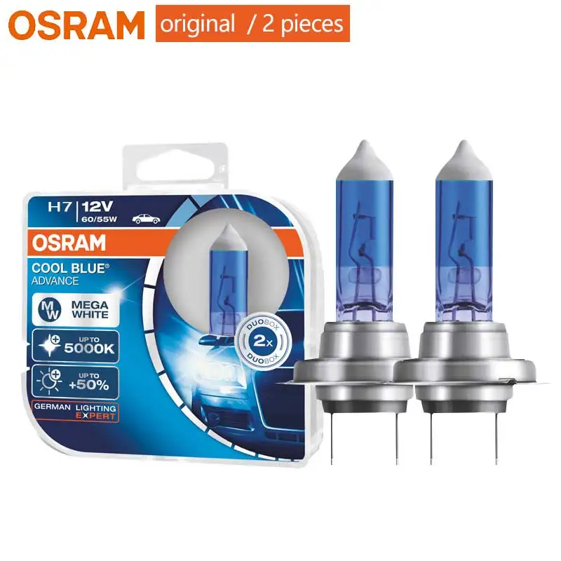 OSRAM-bombillas halógenas Cool Blue Advance H7, luz blanca y azul para faros delanteros coche, 12V, 55W, 5000K, 62210CBA, 2 uds. - AliExpress Automóviles y motocicletas