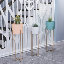 Золотая железная художественная Цветочная стойка, одиночная Крытая гостиная, тип посадки, современная простота, цветочный горшок, зеленая Роза, стойка для балкона