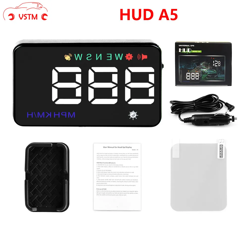 A5 Универсальный Автомобильный HUD GPS измеритель скорости o Head Up дисплей цифровой