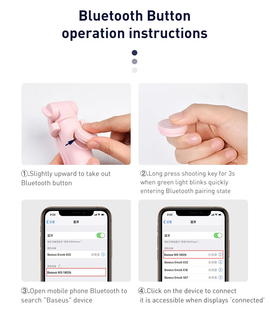 Штатив для селфи Baseus с Bluetooth для iPhone 11 Xs, Xr, X, 8, Xiaomi mi, huawei, samsung, мобильный телефон, mi ni, монопод для селфи