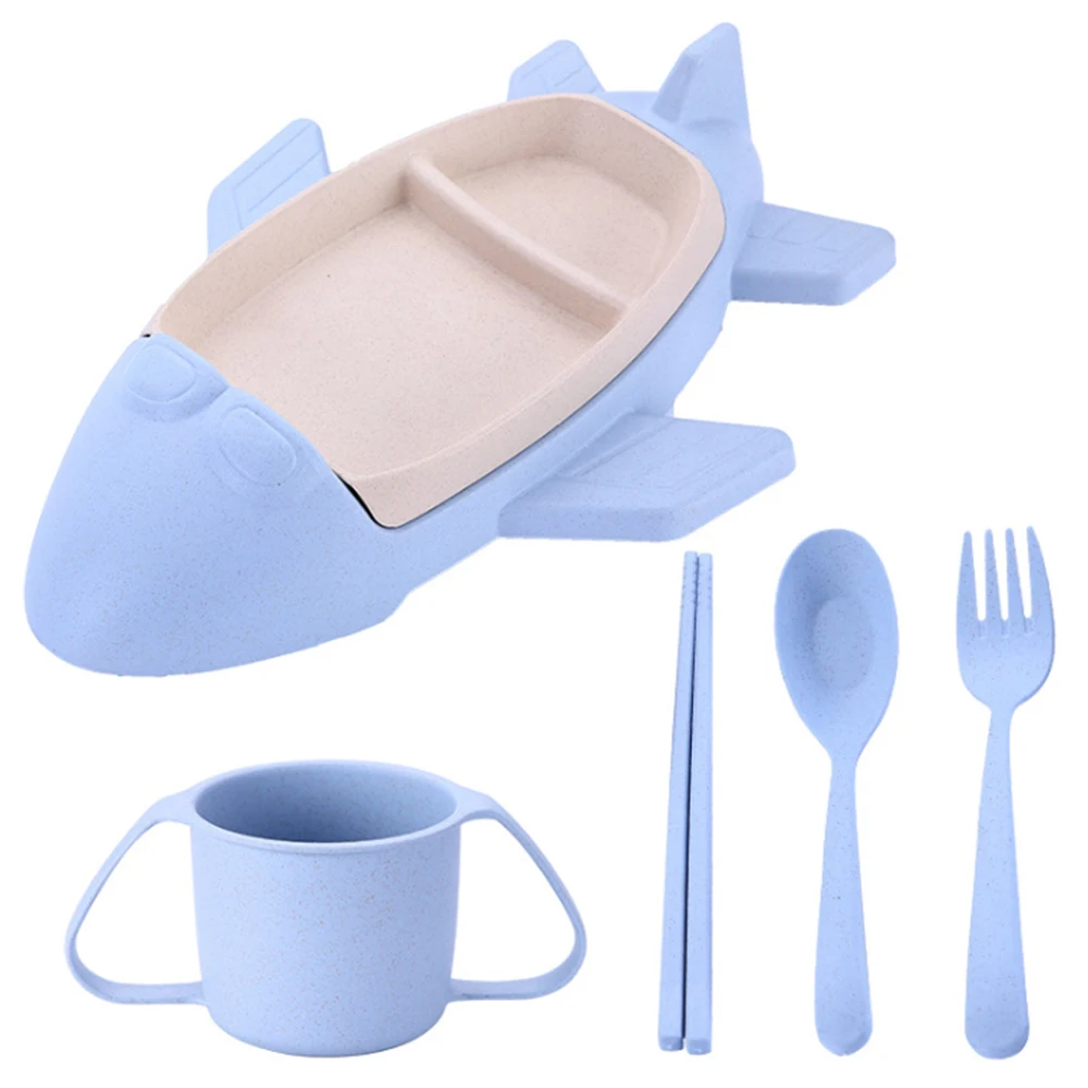 Cute Cartoon Tableware Bamboo Fiber Plate Aircraft Baby Tableware Dinner Plate