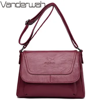 

Women Bag Solid Leather Crossbody Bags For Women 2019 Fashion Casual Messenger Bags Small Flap Shoulder Bags Ladies Handbags sac