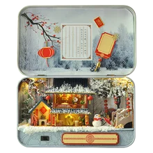 Рождественские подарки Diy коробка Кукольный дом игрушки для детей мебель миниатюрный деревянный Miniaturas кукольный домик подарки на день рождения