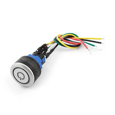 

DC 12V 20mm Thread SPDT Latching Green LED Light Metal Ring Push Button Switch