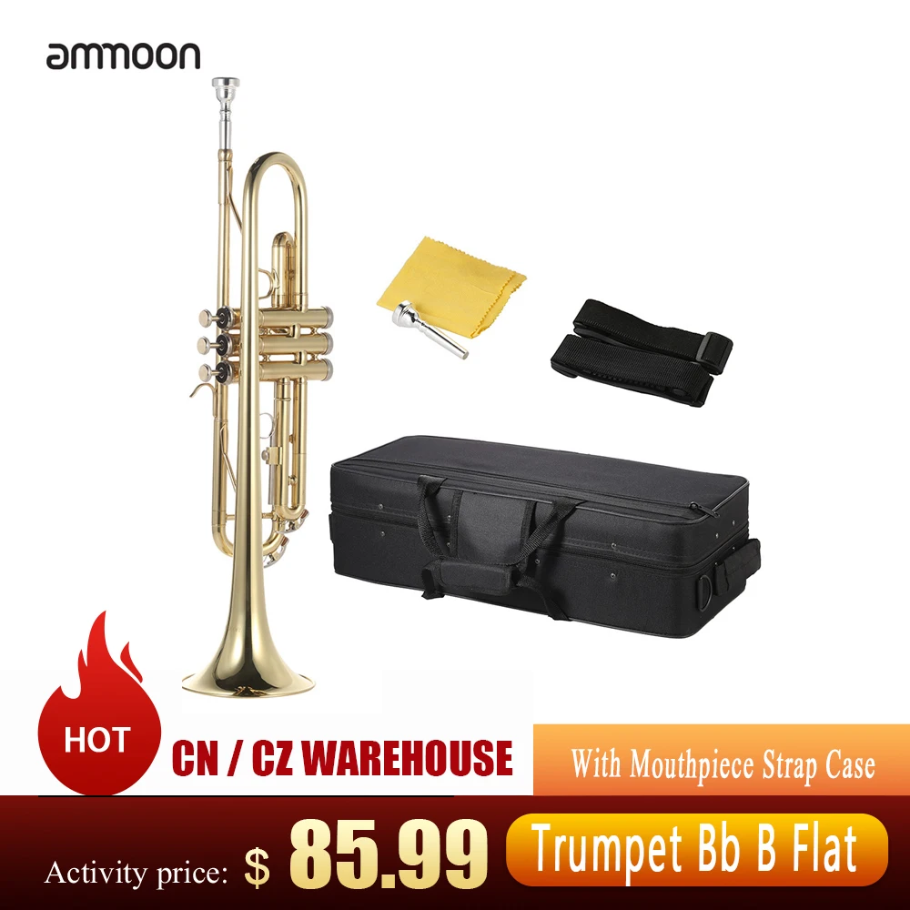 Trumpet Strap-Case Mouthpiece-Gloves Musical-Instrument Ammoon Brass Flat Bb with Bb-B