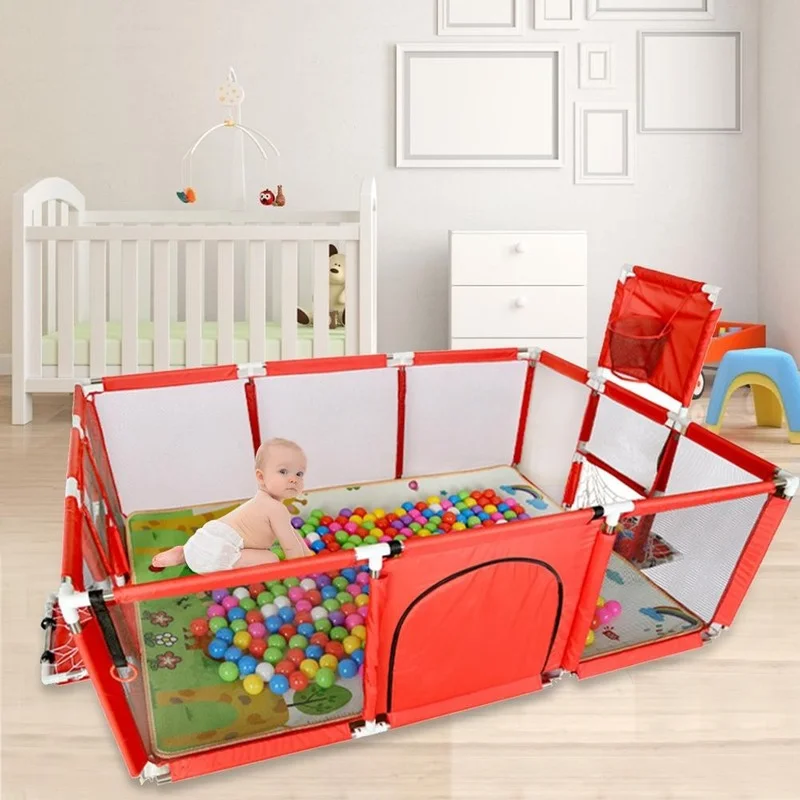 Baby Mesh Fence Game Fence Basketball Hoop Oversized Baby Toddler Play Center Indoor Room Outer Fence Ball Pool 3