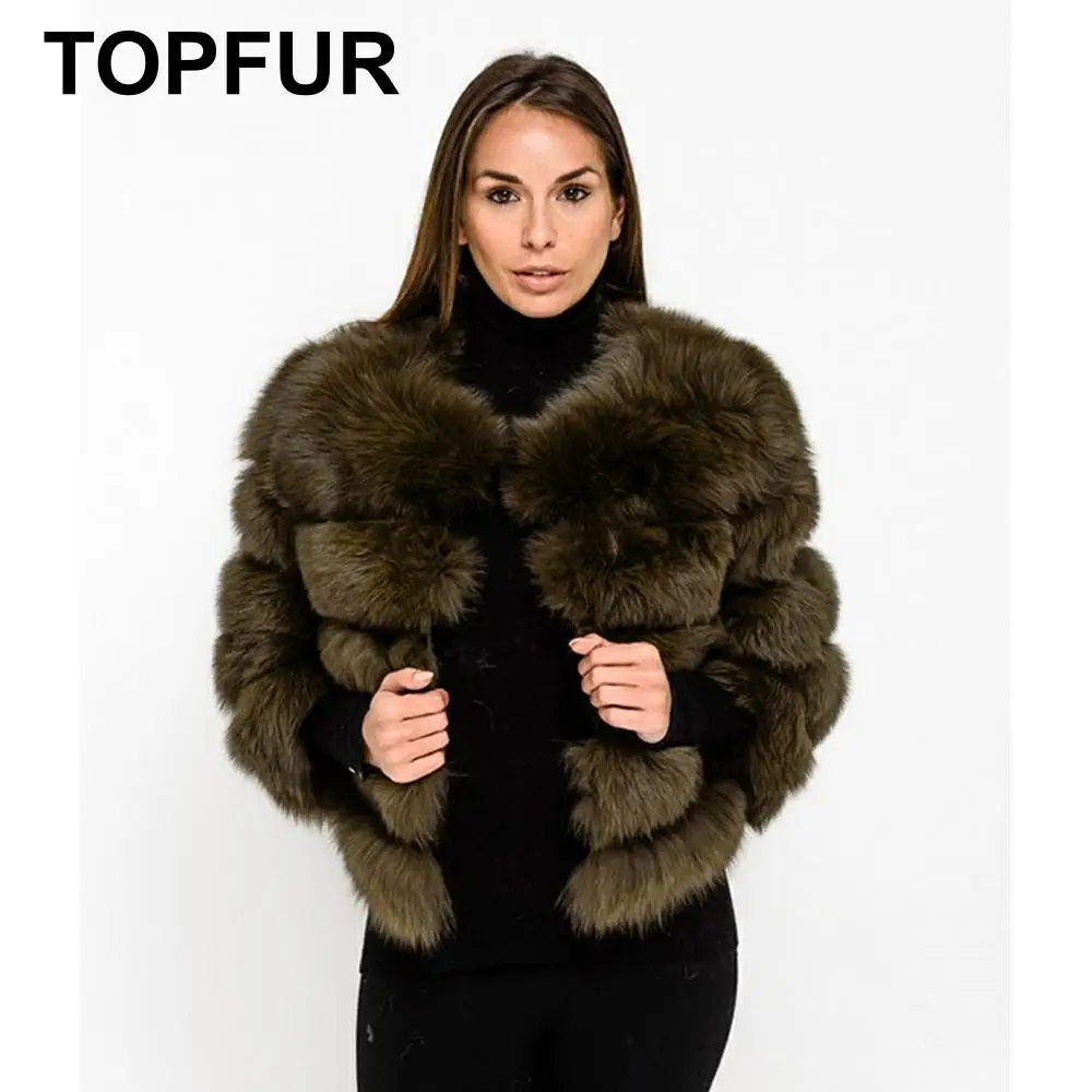 TOPFUR, модное зимнее пальто из натурального меха, женское короткое пальто из натуральной голубой лисы, кожаная куртка, рукав три четверти, Manteau Femme