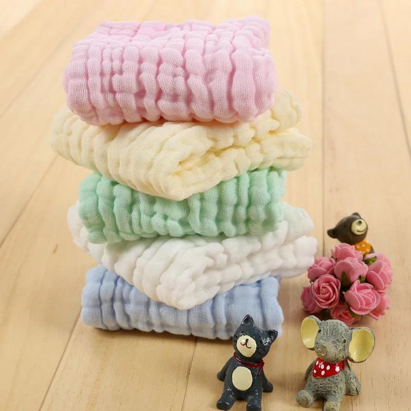 Six-layer Seersucker Candy-Colored CHILD'S Towel Pure Cotton Hand Towel Infants Children Bibs Handk