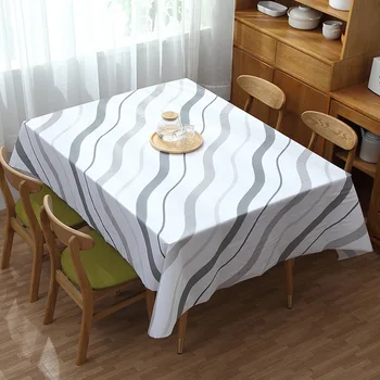 

Household Tablecloth Stripe Printing Oil-proof Waterproof And Stain-proof Tablecloth Table Mats Rectangle Table Decoration