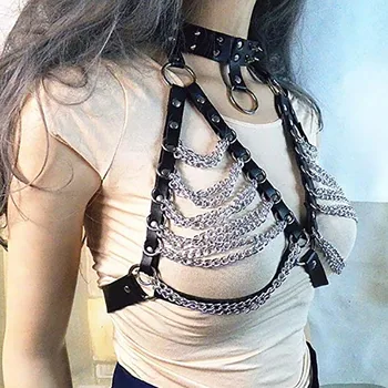

Hot Rivet Sexy Lingerie Women Goth Lenceria Porno Leather Halter Neck Sexy Underwear Erotic Babydoll Latex Body Bondage Cage Bra