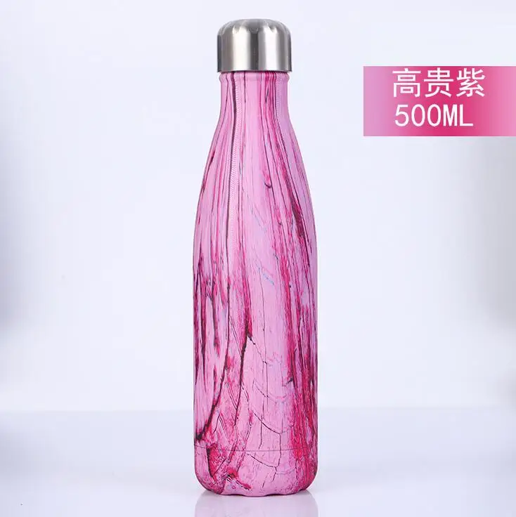 Colorful 500 / 1000ml Portable Double Wall Insulated Thermos Stainless Steel Water Bottle Sports Bottle Cola Water Beer Thermos - Color: I