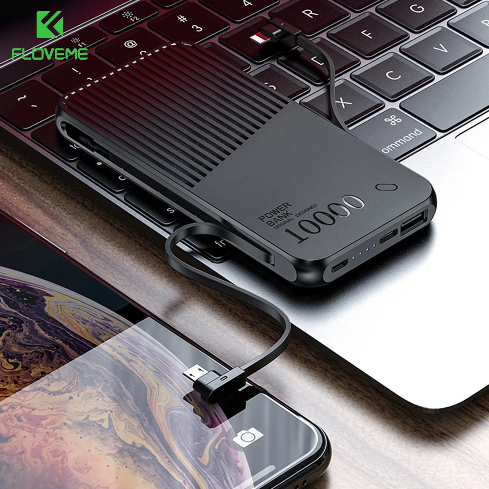 FLOVEME, Дополнительный внешний аккумулятор 10000 мА/ч, двойной USB, Мобильный Внешний аккумулятор, портативное зарядное устройство для iPhone 11, XSMAX, XR, внешний аккумулятор для samsung S10
