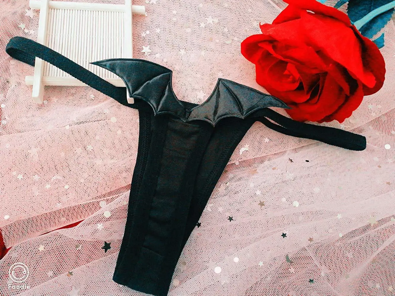 Женские трусики для косплея аниме милые g стринги нижнее белье Angel black white Devil Wings