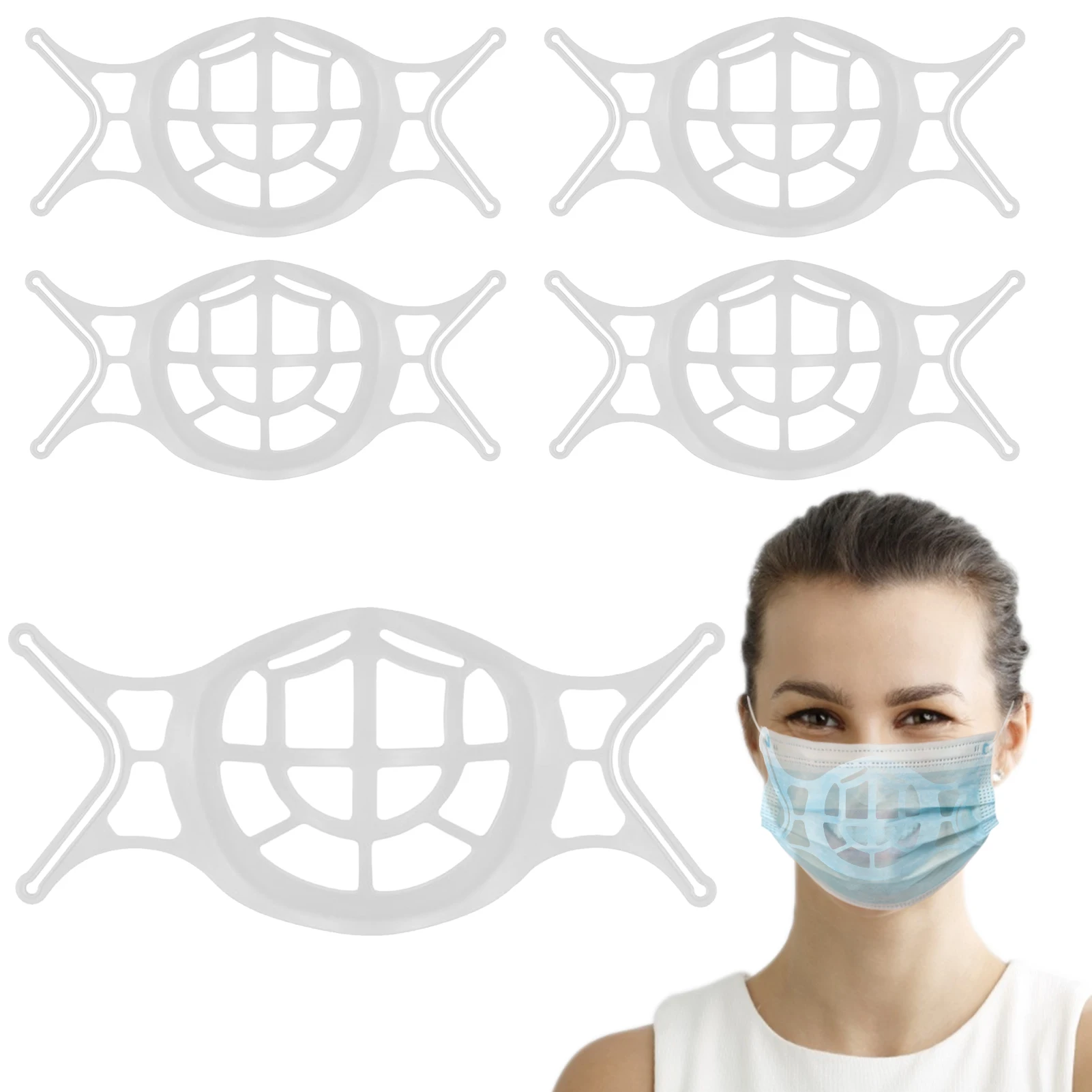 Soporte de silicona para mascarilla, soporte de cojín interior para máscara, transpirable y lavable, 5 uds.