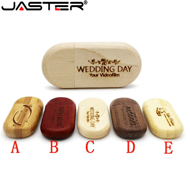 JASTER деревянный usb флеш-накопитель, 4 ГБ, 8 ГБ, 16 ГБ, 32 ГБ, 64 ГБ, флешка, подарочная карта памяти, u-диск, настраиваемый логотип, реальная емкость