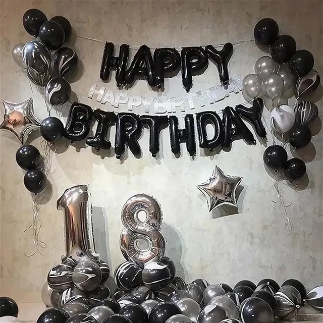 Black Gold Silver Theme Birthday Balloons 40inch Black Numbers Adults Boy  Birthday Party Decorations Baby Shower Supplies Globos