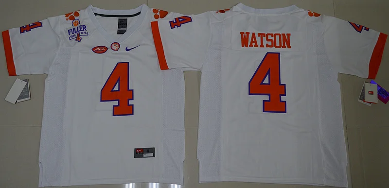 Новое поступление года, бейсбольная форма Clemson Tigers DeShaun Watson 4, ограниченная серия, белый цвет, размеры S, M, L, XL, 2XL, 3XL, Джерси