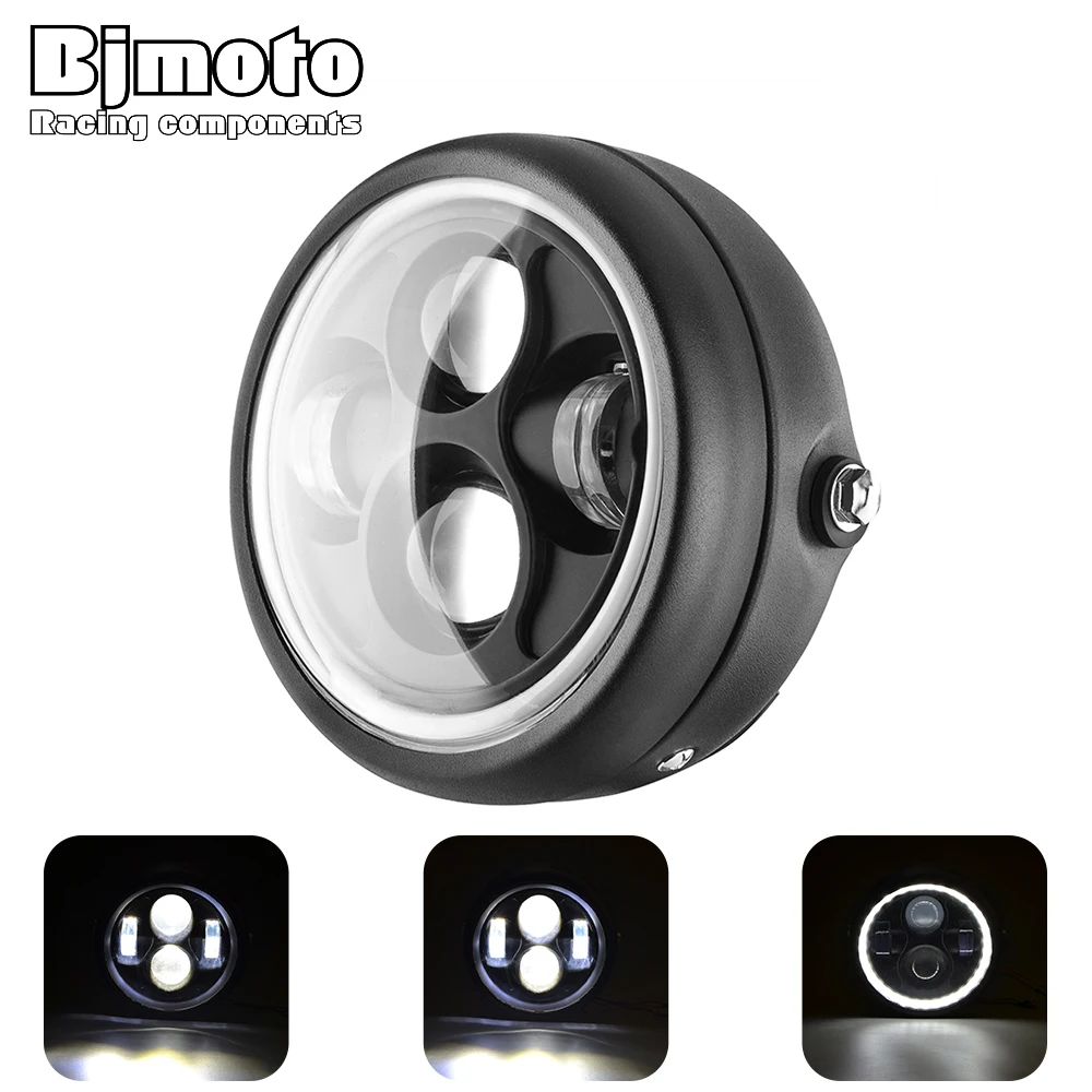 

New Universal 6.5" Retro Motorcycle Cafe Racer Headlight for harley Sportster Bobber Chopper Cruiser Round LED HeadLamp Bulb