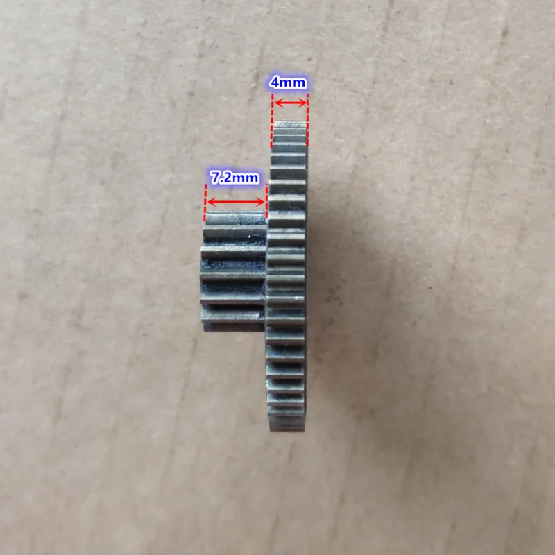 Steel gear 0.8M 15T + 0.6M 55T duplex gear outside diameter 13.6mm 34.2mm metal gear transmission gear