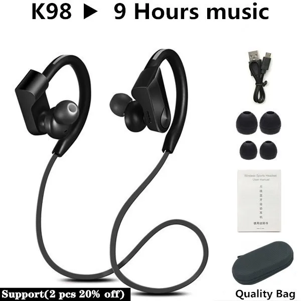 K98 Black XEDAIN Bluetooth наушники водонепроницаемые беспроводные Bluetooth наушники спортивные бас гарнитура с микрофоном для телефона iPhone xiaomi наушники - Цвет: K98 Black