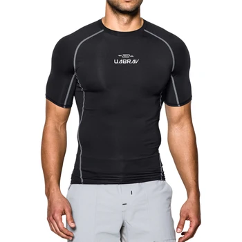 

SD227Q-Workout fitness men Short sleeve t shirt men thermal muscle bodybuilding wear compression Elastic Slim exercise clothing