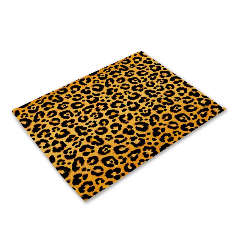 

Anti-scalding Table Mats Leopard Print Linen Placemats for Kitchen Table Cup Coasters Placemat for Dining Table