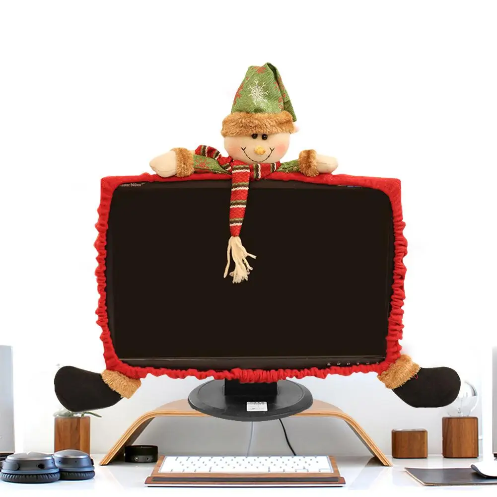 Christmas Decorations Computer Cover Case Cartoon Christmas Decorations Cover Non-Woven Computer Cover New Year Ornament Gifts