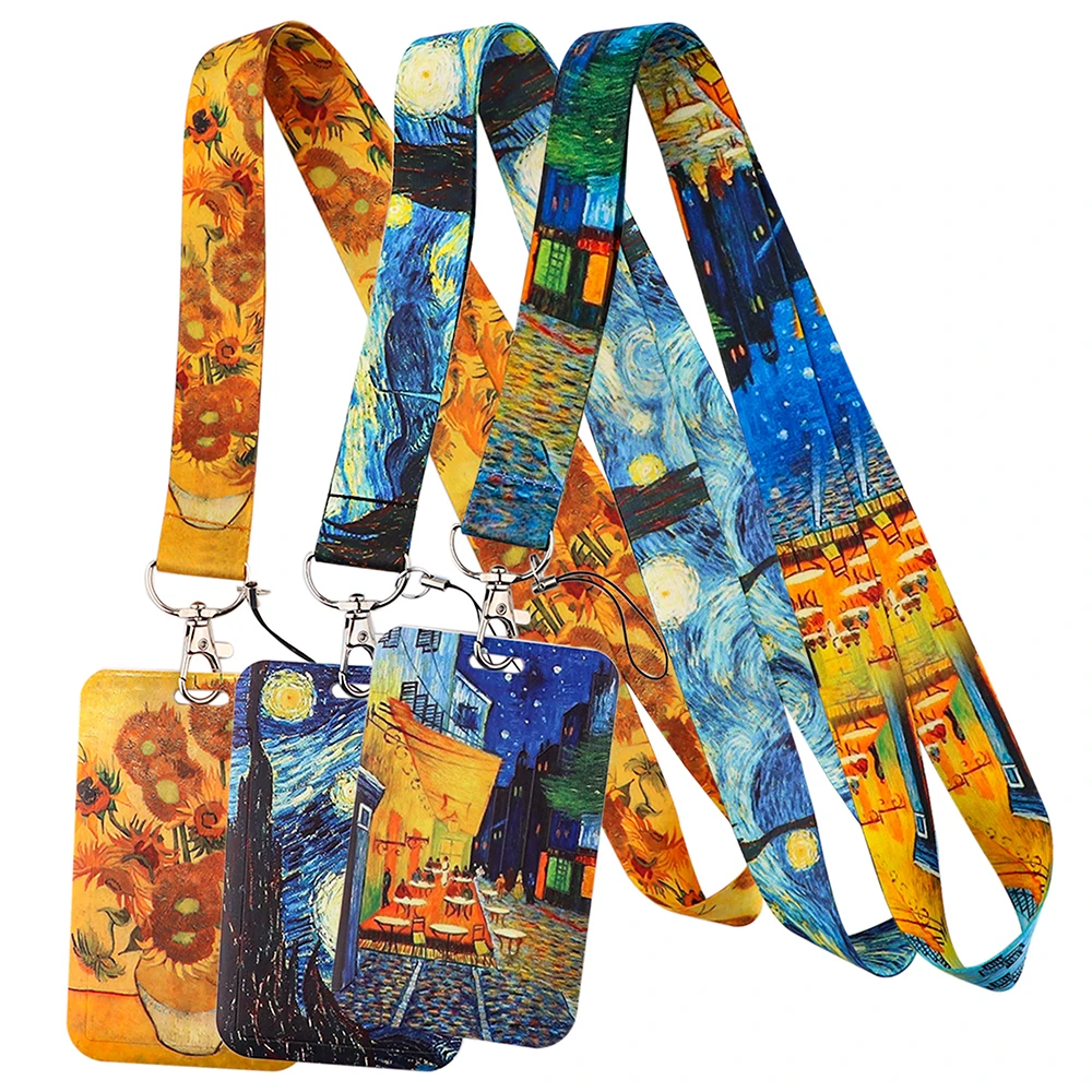 

Van Gogh Art Vintage Lanyard For Keys Chain ID Credit card Cover Pass Mobile Phone Charm Neck Straps Badge Holder Accessories