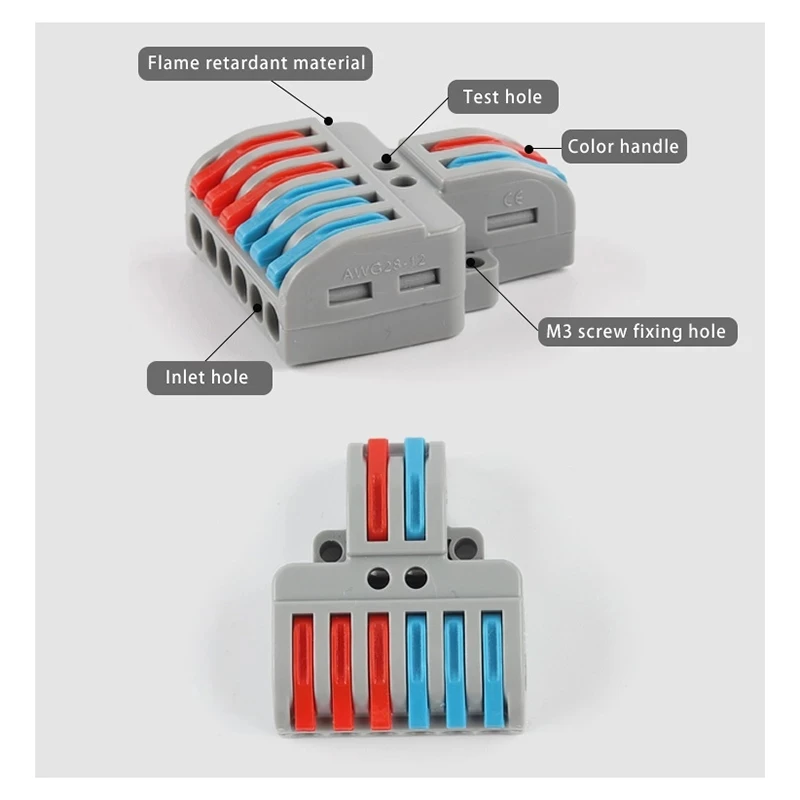 Wire connector terminals Quick Universal Compact Conductor Wiring Connection Splitter SPL Spring Splicing Push-in Terminal Block For Home 222 223 wire connector electrical connectors electrical connector cable connector