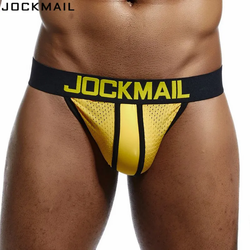 Бренд JOCKMAIL мужской сетчатый бандаж нижнее белье/стринги и стринги сексуальные с