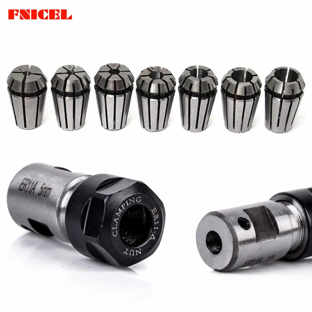FNICEL 7 шт. ER11 пружинная Цанга 1-7 мм + ER11A 5 удлинитель держатель вала двигателя |