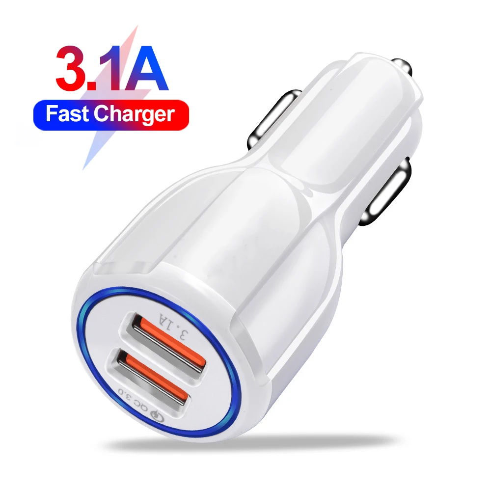 AIXXCO 18W 3.1A Car Charger Dual USB Fast Charging QC Phone Charger Adapter For iPhone 11 Pro Max 6 7 8 Plus Xiaomi Redmi Huawei dual cigarette lighter adapter Car Chargers