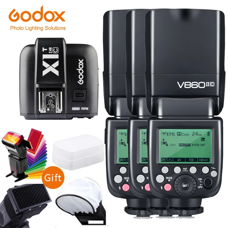 Godox V860II-C V860IIC Speedlite GN60 вспышка для фотокамер Speedlite HSS 1/8000s ttl вспышка светильник X1T-C беспроводной триггерный передатчик вспышки для камеры Canon