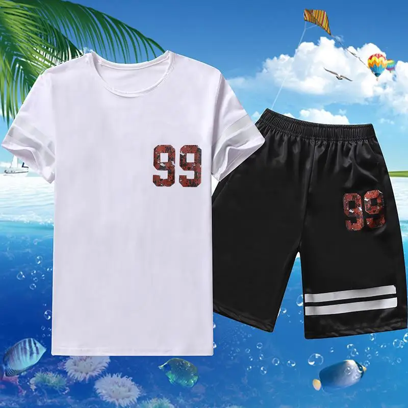 

Short Sleeves Set Men's 2019 New Style Spring Summer Short-sleeved Young MEN'S Casual Wear Korean-style Fashion Students MEN'S T