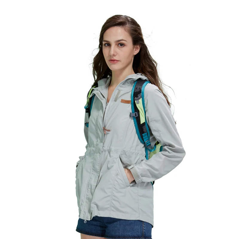 ROYALWAY Outdoor Utility Women Camping Hiking Fishing Cycling Medium length Type Windbreaker Waterproof Jackets RFCL1234H