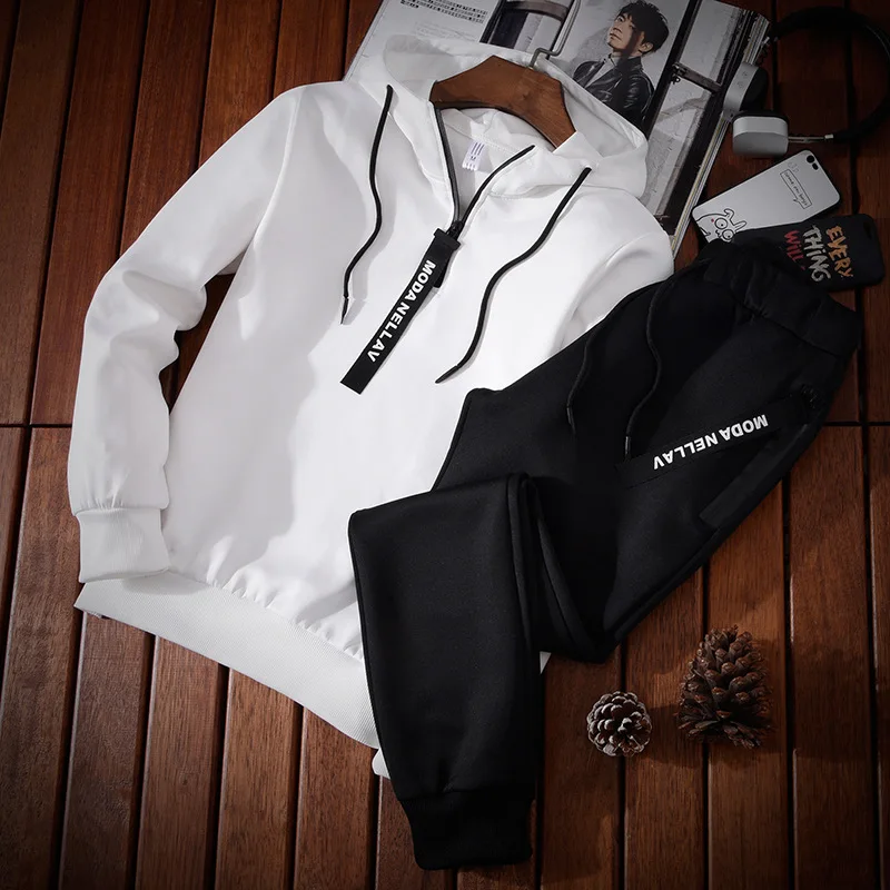 

2019 New Style Coat Cardigan Hooded MEN'S Suit Spring And Autumn Korean-style Trend Handsome Students Hoodie Leisure Suit