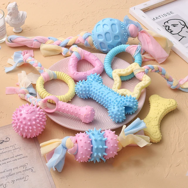 Pet Dog Toys For Small Dog Chews TPR Knot Toys Bite Resistant Molar Teeth Cleaning Dog Training Supplies Interactive Accessories 1