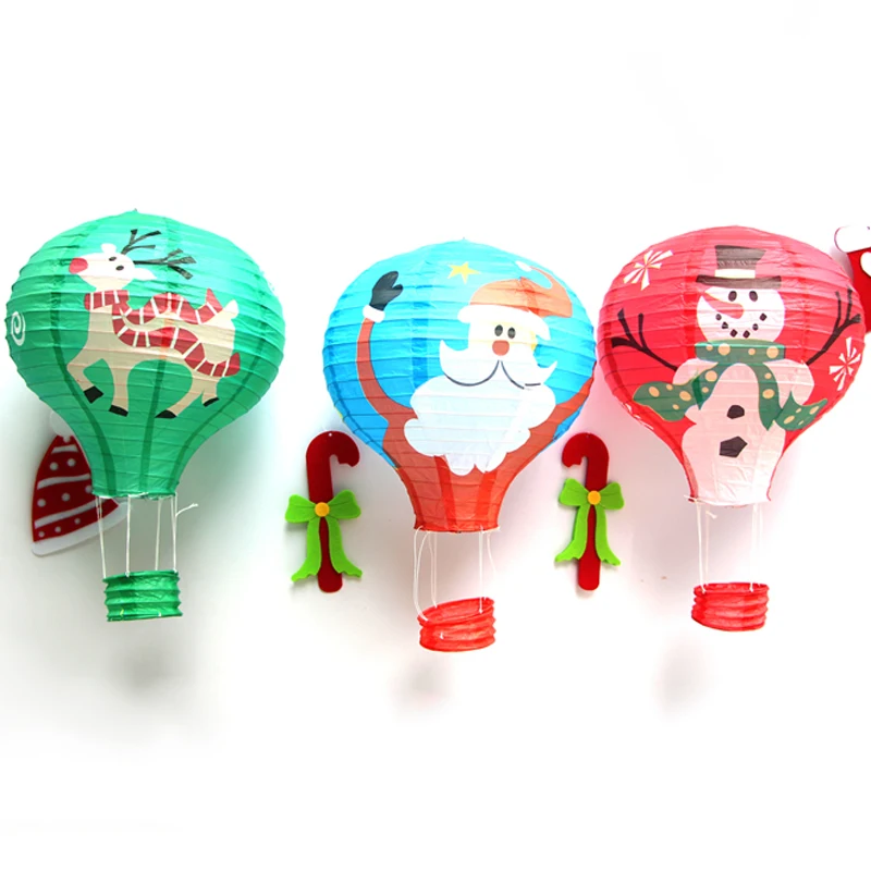 New Santa Claus Elk Hot Air Balloon 12 inch Paper Lantern Lampshade For Kids Birthday Party Wedding Christmas Decor