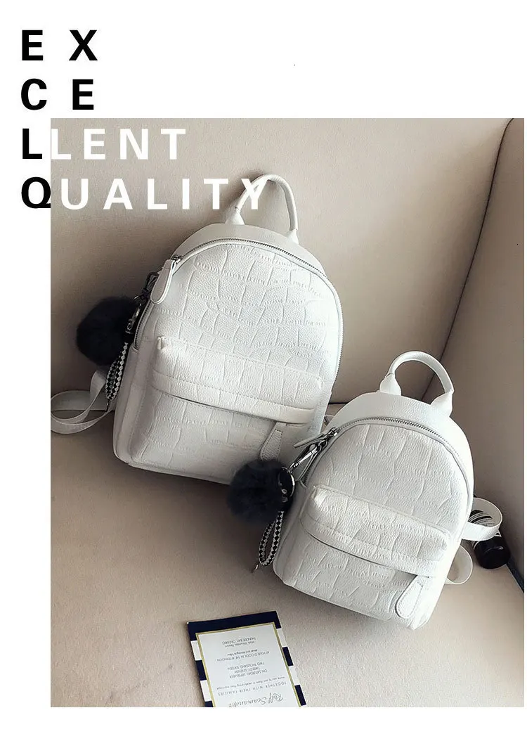 Female White Back Pack Black Backpacks Mini Backpacks Women PU Leather Cute Small Backpack For Teen Girls Fashion Bagpack Woman cool backpacks accessories	