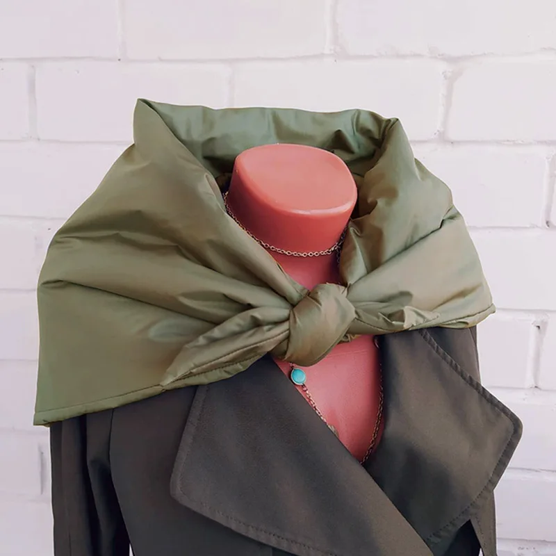 Fashion Top Head Hood Scarf-hood Winter Scarves Woman Quilted Puffy Headscarf Casual Solid Keep Warm Shawls Windproof Hijab 6