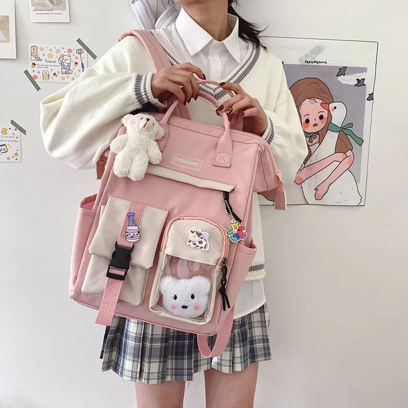 Mochilas escolares impermeables de nailon para chicas adolescentes, morrales escolares para ordenador portátil, bolso de hombro de viaje, mochila de estudiante para mujer