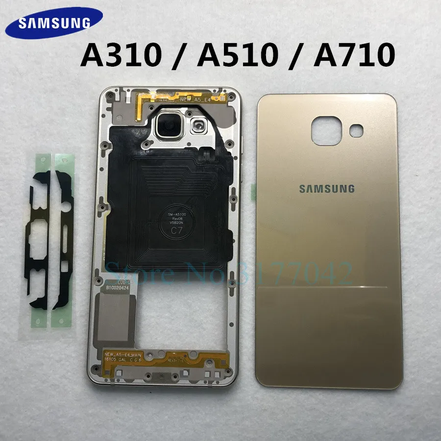 

For Samsung Galaxy A3 A5 A7 2016 A310F A510F A710F Full Housing Metal Middle Frame Plate +Back Glass Battery Cover