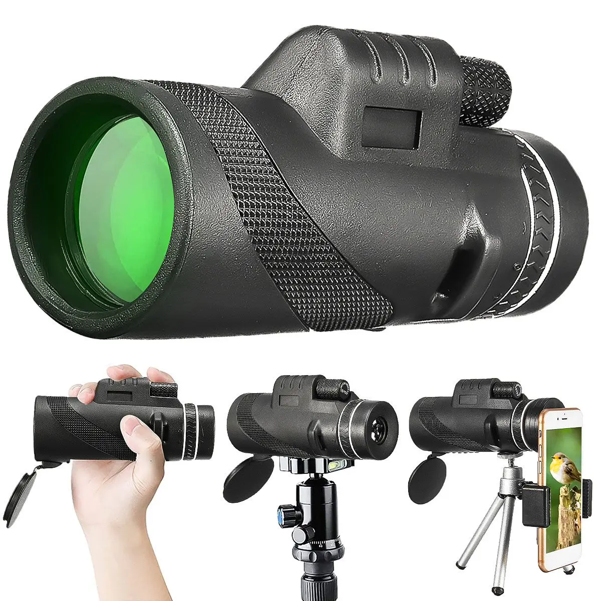 Night Vision Telephoto Lens HD Monocular Telescope with Tripod Universal for Android Smartphone Mobile