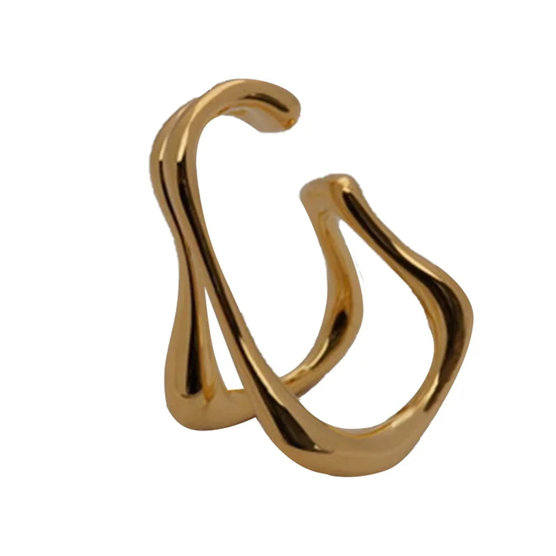 AOMU French Elegant Double Layer Irregular Ear Clip Simple Metal Ear Cuff For Women No Piercing Jewelry Gifts ear clip earrings clip earrings ear clip