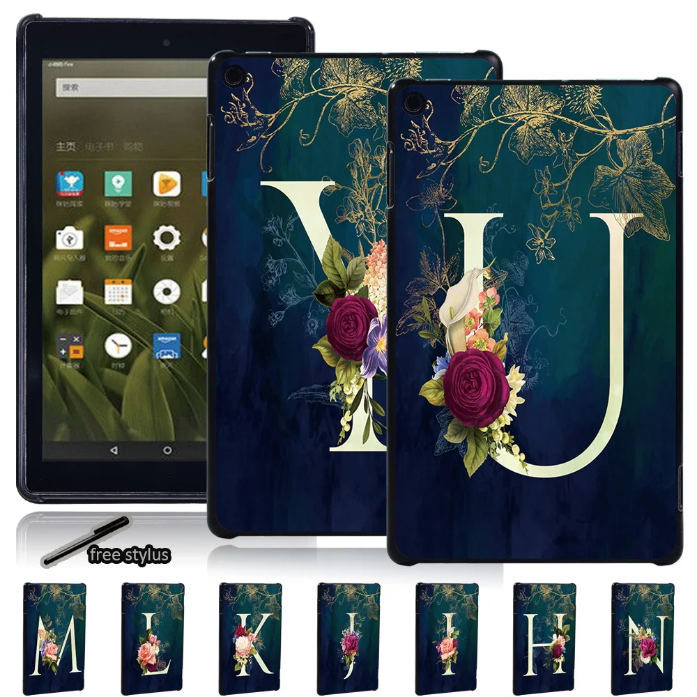 

Hard Shell Tablet Case Fit Amazon Fire HD 10(5th/7th/9th Gen)/Fire 7(5th/7th/9th Gen)/Fire HD 8(6th/7th/8th Gen)-back Case + Pen