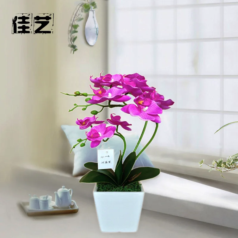 

Hot Selling Silk Flower Plant Butterfly Orchid Bonsai Set Artificial Flower Potted Plant Decoration a Generation of Fat