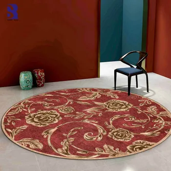 

SunnyRain 1-piece Printed Fleece Red Multi Colored Rug for Living Room Round Carpet Round Rugs for Bedroom