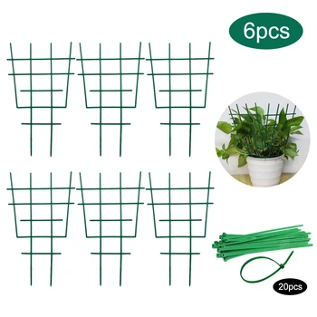 

Gardening Tool 6pcs Garden Climbing Trellis 20pcs Ties Plant Pots Frame Vegetables Flowers Vines Vining Patio Climbing Trellises