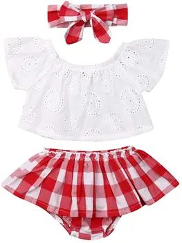 

3pcs Summer Newborn Baby Girl Cotton Casual Outfits Set Off Shoulder Tops T-shirt+Shorts+Headband Cute Baby Clothes 0-24M